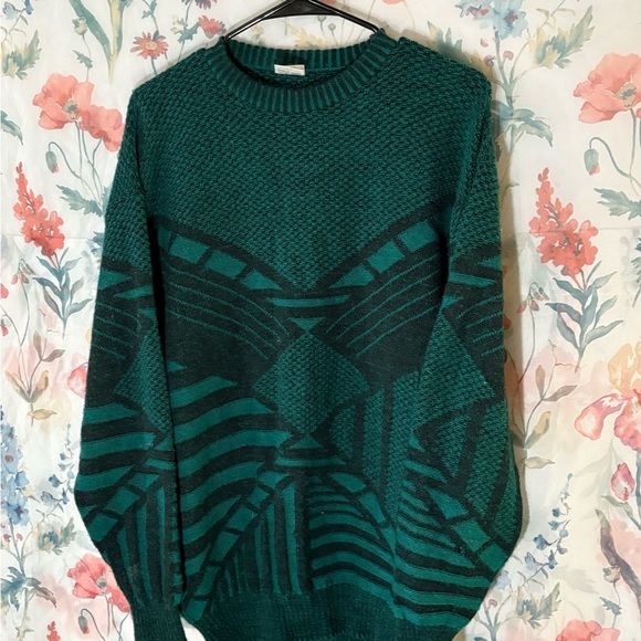 Vintage Mäser  Green Crewneck Geometric Sweater - Picture 2 of 10